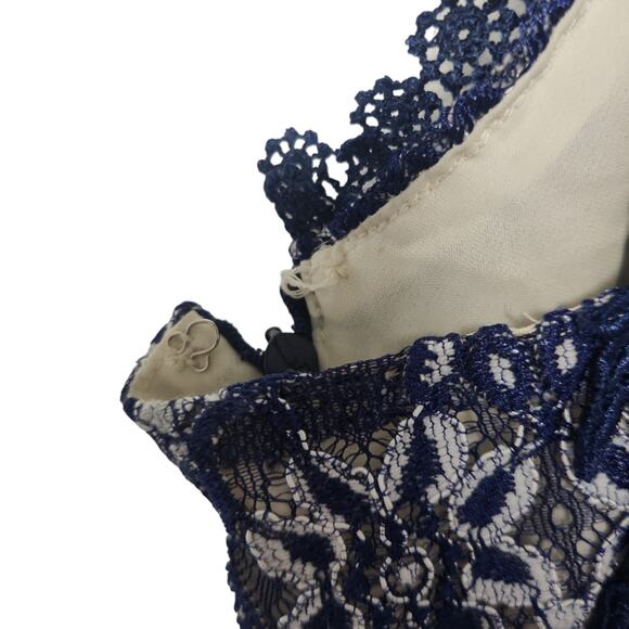 Foxiedox Daleyza Open Back Lace Navy Blue Midi Dress Medium - Picture 10 of 14